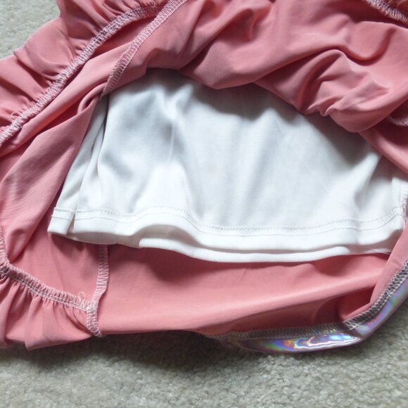 SHEIN pink shiny holographic ruffle mini skirt - Y2K style and festival ready! - Picture 8 of 10